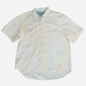 SIDEOUT - Men's Western Vintage Casual Yellow Striped Button Down Shirt